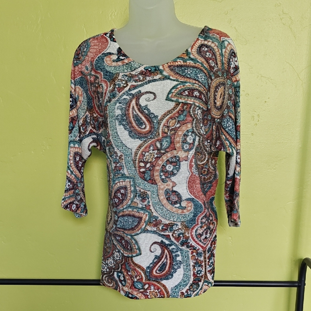 Chico's Paisley Scoop-Neck Sweater Tunic